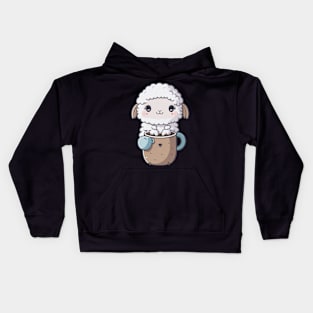 sheep with coffee Kids Hoodie